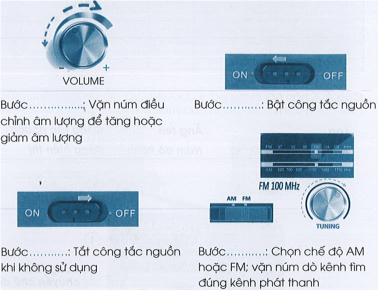 Vở bài tập Công nghệ lớp 3 trang 11, 12, 13, 14 Bài 4: Sử dụng máy thu thanh | Cánh diều