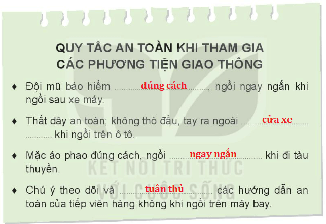 Vở bài tập Đạo đức lớp 3 trang 48, 49, 50, 51 Bài 10: An toàn khi tham gia các phương tiện giao thông - Kết nối tri thức