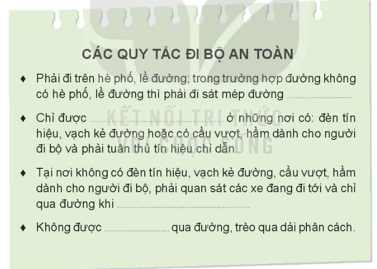 Vở bài tập Đạo đức lớp 3 trang 44, 45, 46, 47 Bài 9: Đi bộ an toàn - Kết nối tri thức