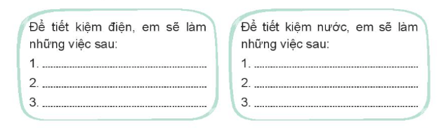 Vở bài tập Hoạt động trải nghiệm lớp 3 Tuần 20 trang 41, 42, 43, 44: Tiết kiệm điện, nước trong gia đình, Sử dụng thiết bị điện, nước | Kết nối tri thức