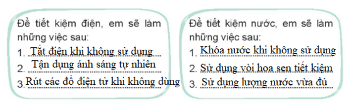 Vở bài tập Hoạt động trải nghiệm lớp 3 Tuần 20 trang 41, 42, 43, 44: Tiết kiệm điện, nước trong gia đình, Sử dụng thiết bị điện, nước | Kết nối tri thức