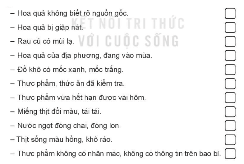 Vở bài tập Hoạt động trải nghiệm lớp 3 Tuần 22 trang 46, 47, 48: Ăn sạch, Thực phẩm sạch  | Kết nối tri thức