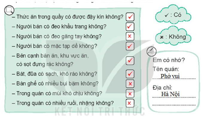 Vở bài tập Hoạt động trải nghiệm lớp 3 Tuần 24 trang 50, 51: Ăn uống ngoài hàng quán, Cẩm nang ăn uống an toàn | Kết nối tri thức