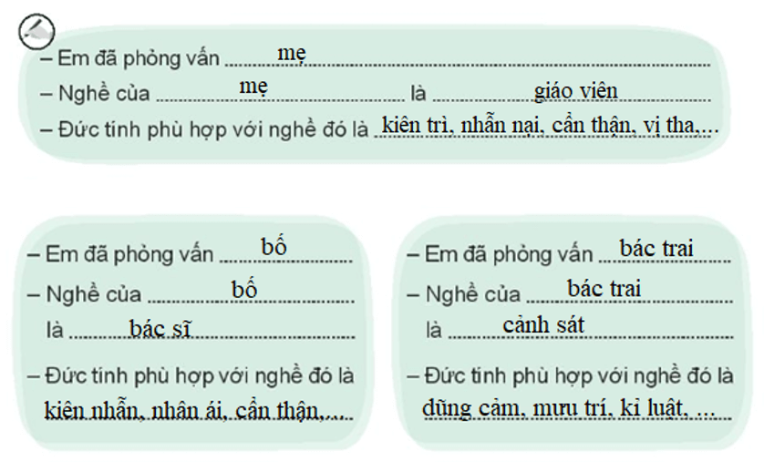 Vở bài tập Hoạt động trải nghiệm lớp 3 Tuần 32 trang 66, 67: Nghề em yêu thích, Đức tính nghề nghiệp | Kết nối tri thức