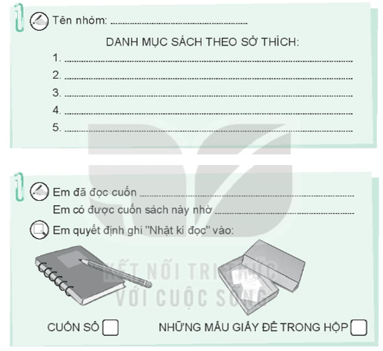 Vở bài tập Hoạt động trải nghiệm lớp 3 Tuần 4 trang 10, 11, 12, 13: Đọc sách theo sở thích, Danh mục sách theo sở thích   | Kết nối tri thức