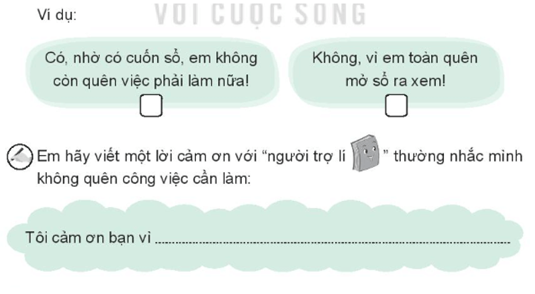 Vở bài tập Hoạt động trải nghiệm lớp 3 Tuần 6 trang 15: Cuốn sổ nhắc việc, Làm việc theo kế hoạch  | Kết nối tri thức