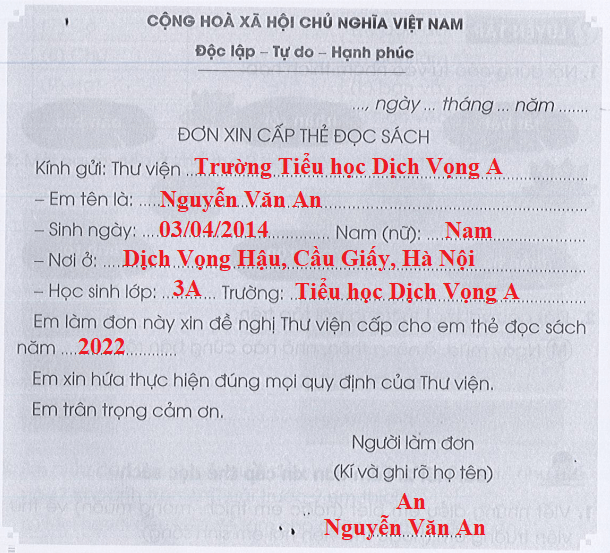 Top 30 viết thông tin phù hợp để hoàn thành Đơn xin cấp thẻ đọc sách ở thư viện trường