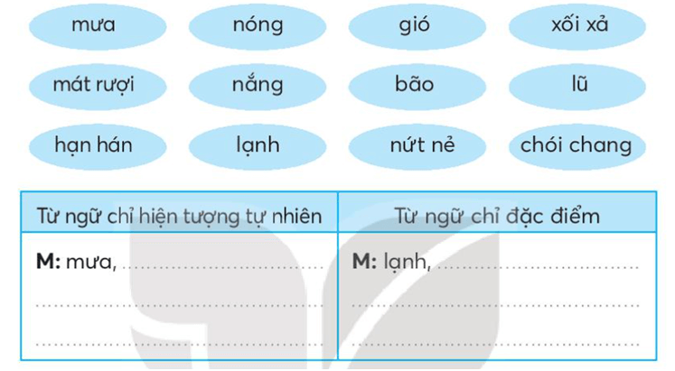 Vở bài tập Tiếng Việt lớp 3 Bài 2: Mưa trang 6, 7 Tập 2 | Kết nối tri thức