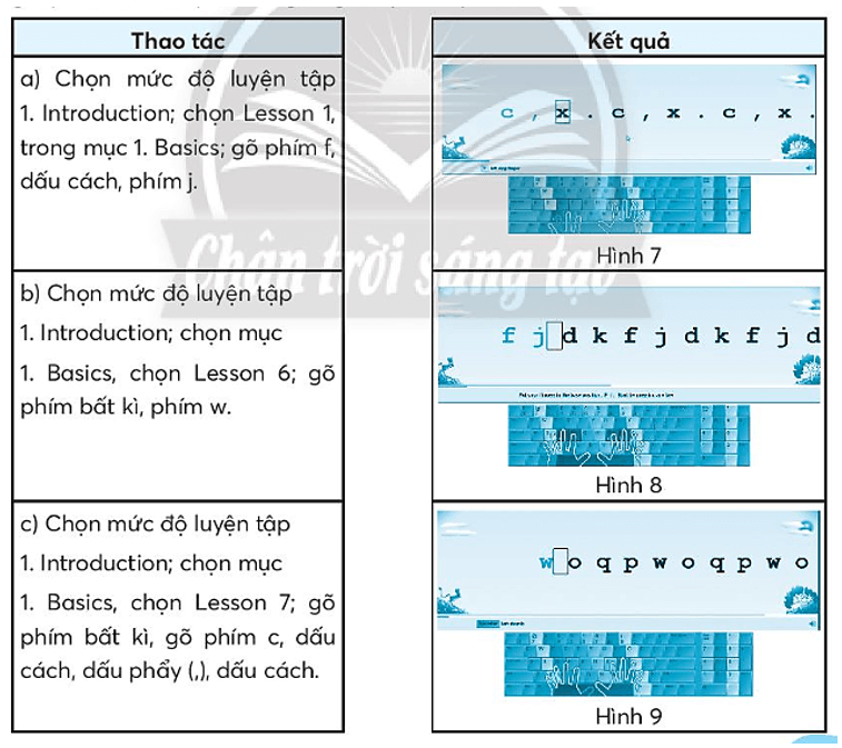 Vở bài tập Tin học lớp 3 trang 13, 14, 15 Bài 5: Tập gõ bàn phím | Chân trời sáng tạo