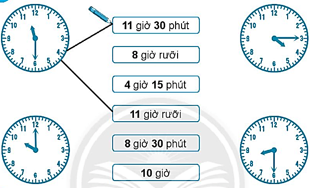 Giải vở bài tập Toán lớp 2 Tập 2 trang 30, 31, 32, 33, 34 Giờ, phút, xem đồng hồ - Chân trời sáng tạo