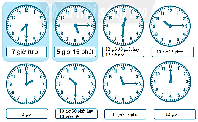 Giải vở bài tập Toán lớp 2 Tập 2 trang 30, 31, 32, 33, 34 Giờ, phút, xem đồng hồ - Chân trời sáng tạo