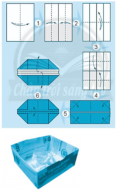 Giải vở bài tập Toán lớp 2 Tập 2 trang 122 Thực hành và trải nghiệm: Gấp thùng rác hình hộp chữ nhật - Chân trời sáng tạo