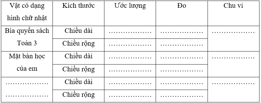 Vở bài tập Toán lớp 3 Tập 2 trang 39, 40 Chu vi hình chữ nhật | Chân trời sáng tạo