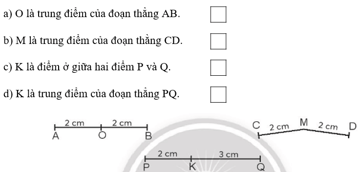 Vở bài tập Toán lớp 3 trang 79, 80 Điểm ở giữa. Trung điểm của đoạn thẳng | Chân trời sáng tạo