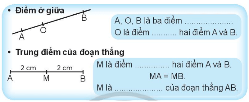 Vở bài tập Toán lớp 3 trang 79, 80 Điểm ở giữa. Trung điểm của đoạn thẳng | Chân trời sáng tạo