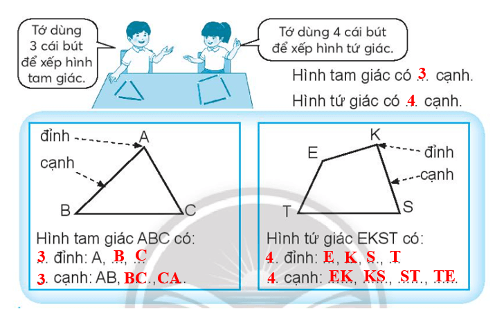 Vở bài tập Toán lớp 3 trang 24, 25 Hình tam giác. Hình tứ giác | Chân trời sáng tạo