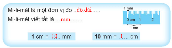 Vở bài tập Toán lớp 3 trang 22, 23 Mi-li-mét | Chân trời sáng tạo