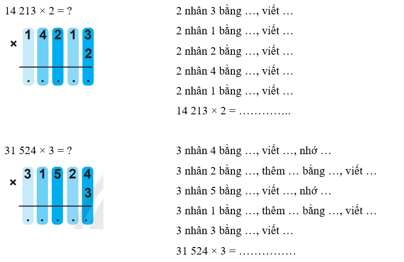 Vở bài tập Toán lớp 3 Tập 2 trang 65, 66 Nhân số có năm chữ số với số có một chữ số | Chân trời sáng tạo 