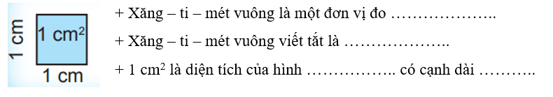 Vở bài tập Toán lớp 3 Tập 2 trang 73, 74, 75 Xăng-ti-mét vuông | Chân trời sáng tạo