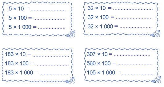 Vở bài tập Toán lớp 4 Cánh diều Bài 36: Nhân với 10, 100, 1 000