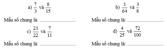 Vở bài tập Toán lớp 4 Cánh diều Bài 60: Quy đồng mẫu số các phân số