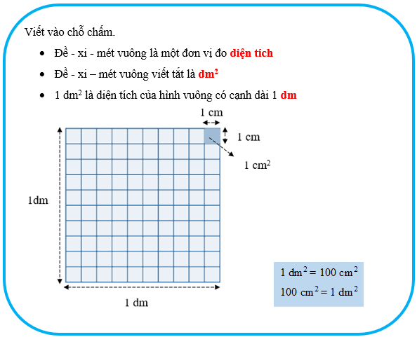 Vở bài tập Toán lớp 4 Chân trời sáng tạo Bài 20: Đề-xi-mét vuông