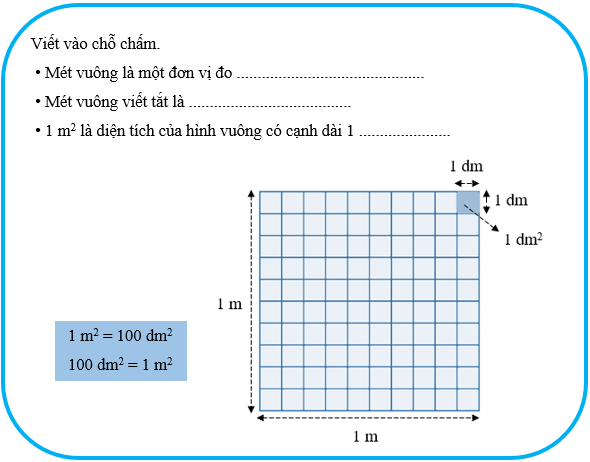 Vở bài tập Toán lớp 4 Chân trời sáng tạo Bài 21: Mét vuông