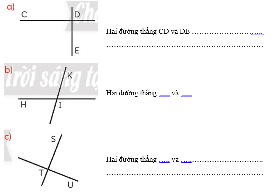 Vở bài tập Toán lớp 4 Chân trời sáng tạo Bài 31: Hai đường thẳng vuông góc