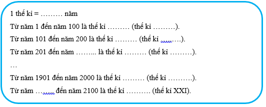 Vở bài tập Toán lớp 4 Chân trời sáng tạo Bài 35: Thế kỉ