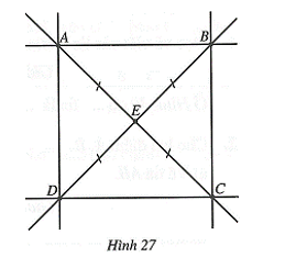 Quan sát Hình 27 và cho biết: Điểm E thuộc những đoạn thẳng nào