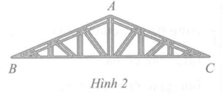 Một khung thép có dạng hình tam giác ABC với số đo các góc ở đỉnh B và đỉnh C cùng bằng 23 độ