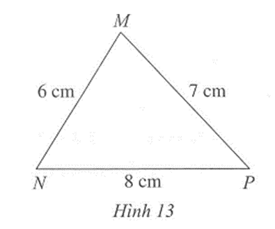 Cho tam giác MNP có MN = 6 cm, NP = 8 cm, PM = 7 cm. Tìm góc nhỏ nhất, góc lớn nhất của tam giác MNP