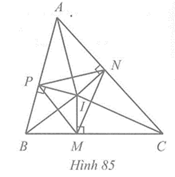 Cho tam giác ABC có I là giao điểm của ba đường phân giác. M, N, P lần lượt là hình chiếu