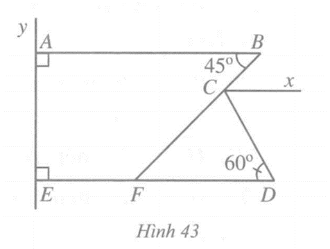 Quan sát Hình 43, trong đó Cx song song với AB