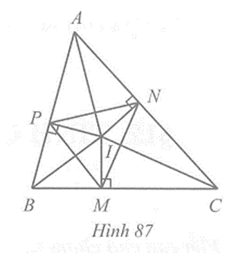 Tam giác ABC có ba đường phân giác cắt nhau tại I. Gọi M, N, P lần lượt là hình chiếu