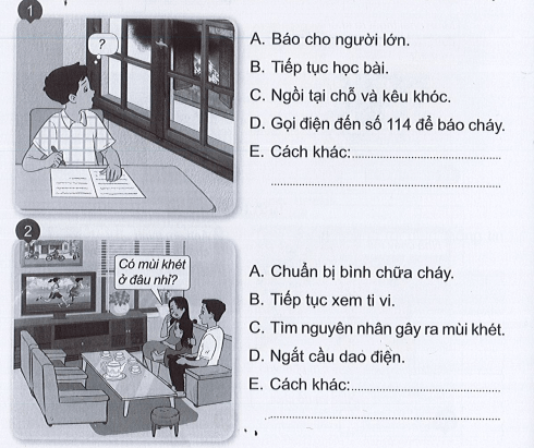 Vở bài tập Tự nhiên xã hội lớp 3 trang 8, 9, 10 Bài 3: Phòng tránh hoả hoạn khi ở nhà | Cánh diều