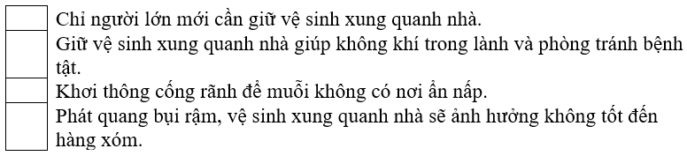 Vở bài tập Tự nhiên xã hội lớp 3 trang 14, 15 Bài 4: Giữ vệ sinh xung quanh nhà | Chân trời sáng tạo