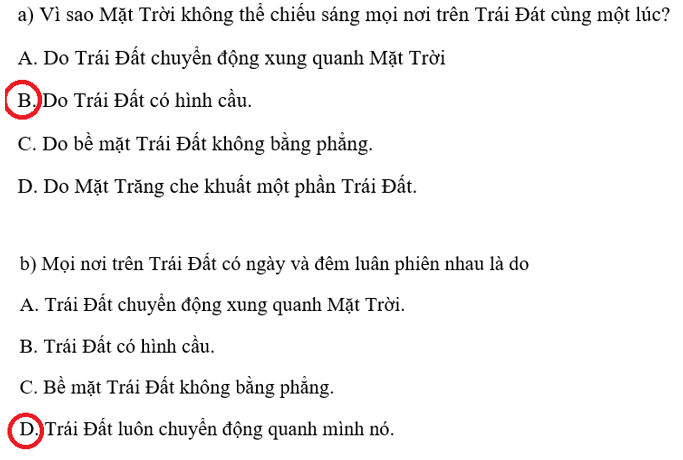 Vở bài tập Tự nhiên xã hội lớp 3 trang 73, 74 Bài 29: Mặt Trời, Trái Đất, Mặt Trăng | Kết nối tri thức (ảnh 6)