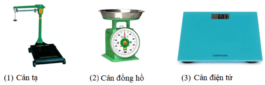 Lựa chọn tên các loại cân sau đây điền vào chỗ trống dưới các hình tương ứng