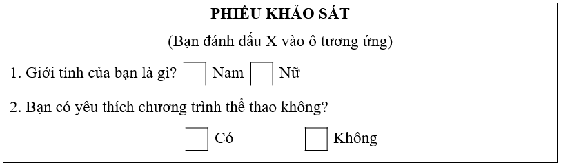 Vân muốn kiểm tra nhận định Các bạn học sinh nam yêu thích các chương trình thể thao hơn các bạn nữ