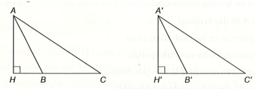 Cho hình vẽ dưới đây. Biết AB = A’B’, HB = H’B’, BC = B’C’. Chứng minh rằng AC = A’C’