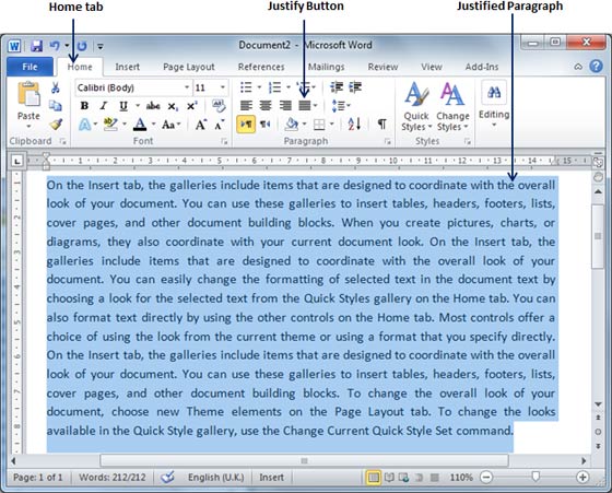 Căn chỉnh Justify trong Word 2010