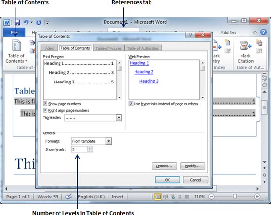 Mục lục trong Word 2010