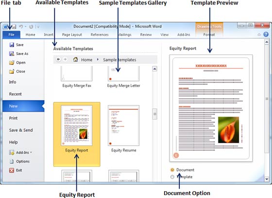 Ví dụ về Templates trong Word 2010