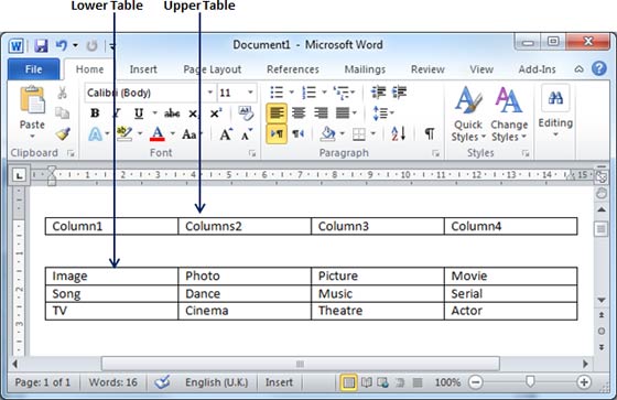 Chia bảng trong Word 2010