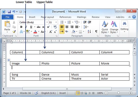 Chia bảng trong Word 2010