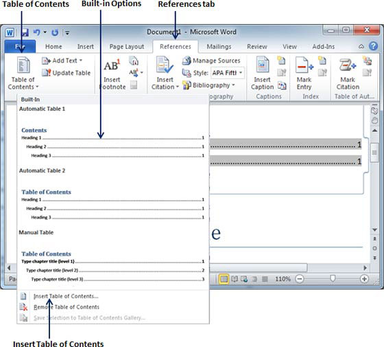 Mục lục trong Word 2010